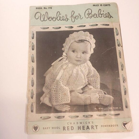 VINTAGE 1942 CHADWICK's Red Heart Woolies For Babies Book #178- 24 Pgs. - Picture 2 of 14